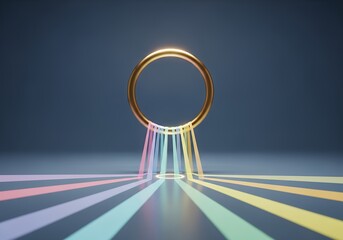 Golden Ring with Colorful Light Reflections