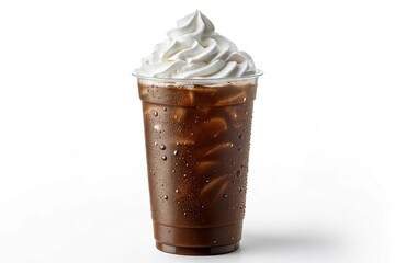 Delicious iced coffee beverage with whipped cream topping and caramel drizzle