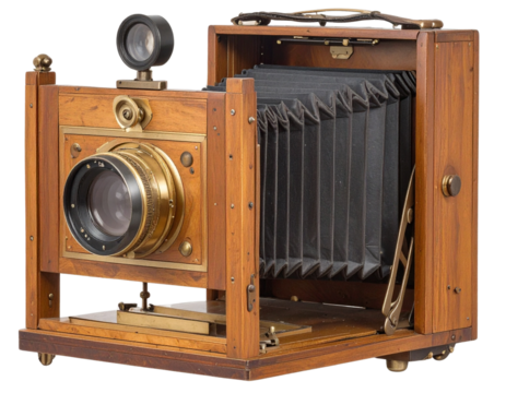 Vintage Folding Camera, isolated on transparent background.