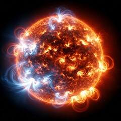 Obraz premium Spectacular Solar Flare Eruption and Plasma Corona Display in Deep Space Cosmos
