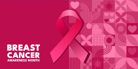 Breast cancer awareness month  - banner,  vector illustration