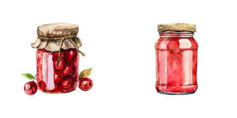 jam in jar watercolor vector illustration