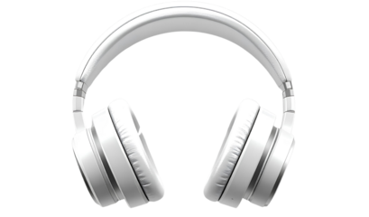 Podcast logo with headphones and wave icon, isolated PNG