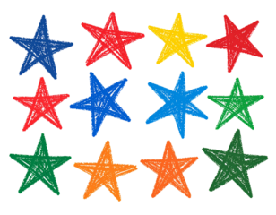  Hand-Drawn Crayon Asterisks Collection, isolated on transparent background