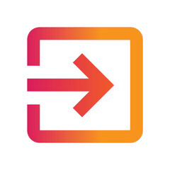 Colorful gradient login or exit symbol on a white background