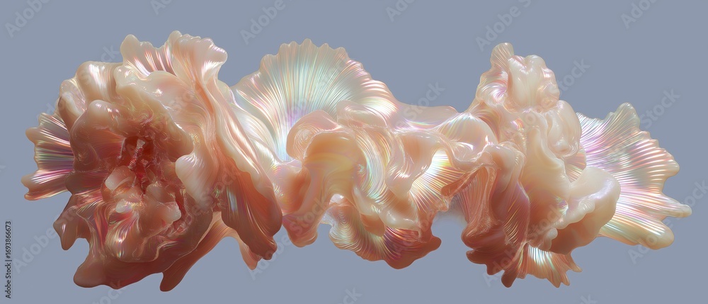 Poster abstract digital art piece that appears to be made up of multiple layers of different shades of pink