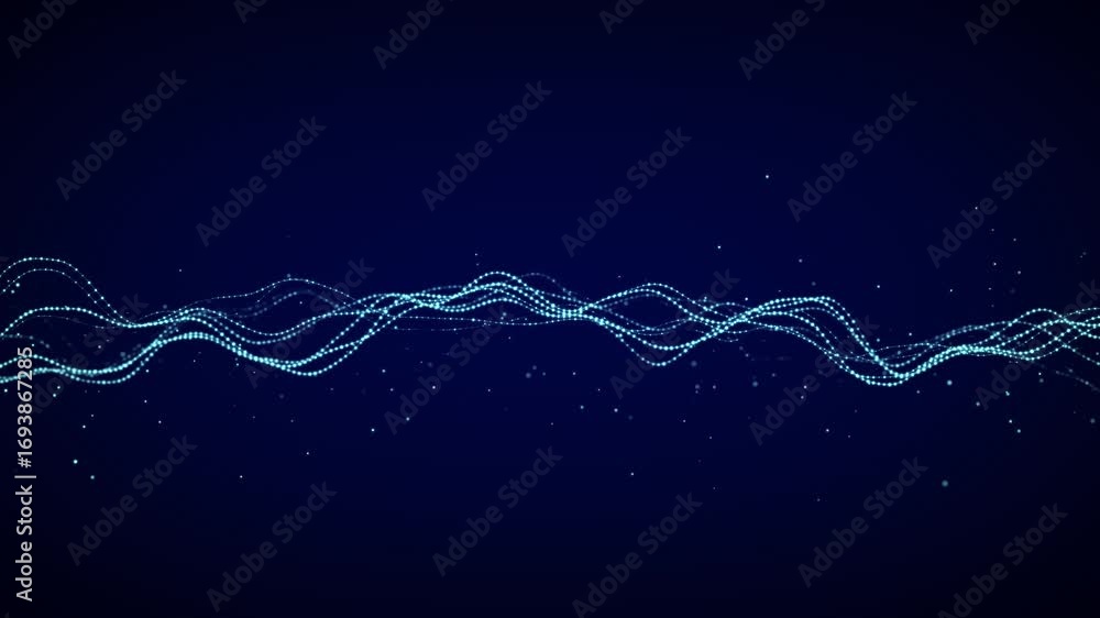 Poster flow of virtual wave visualise dna structure. digital molecular movement. cyber technology effect on