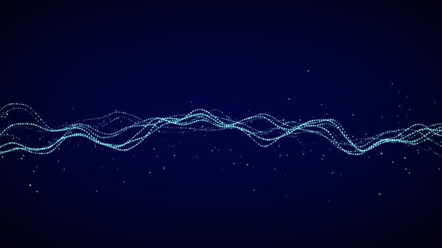 Flow of virtual wave visualise DNA structure. Digital molecular movement. Cyber Technology effect on medicine. 3D motion animation in 4K resolution on white background.