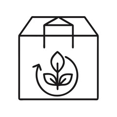 Eco-Friendly Shipping Packaging Concept with Plant and Recycling Symbol in Minimalist Style