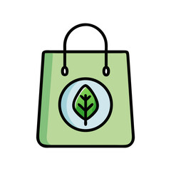 Eco-friendly shopping bag with leaf symbol promoting sustainability and environmental awareness message