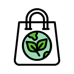 Stylized icon of Earth with plant leaves promoting ecology and sustainable practices