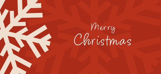 Elegant Merry Christmas Greeting Card with Snowflake Design on Red Background