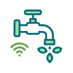 Smart Water Tap Illustrating Conservation and Technology on a Black Background