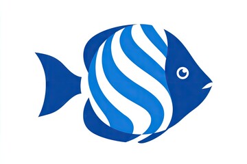 Blue and white fish illustration.