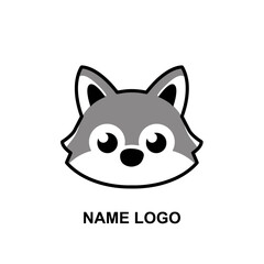 Cute Wolf Face Cartoon Logo Icon Vector