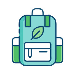 Stylish eco-friendly backpack with leaf symbol, perfect for school or travel concept