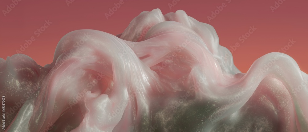 Poster abstract digital art piece that appears to be made of a smooth, fluid material. the background is a 