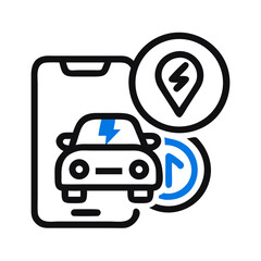 Electric vehicle charging mobile app interface displaying navigation to charging station