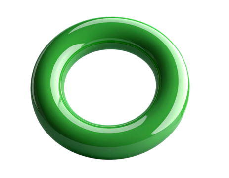 Shiny Green Glossy Ring Abstract Shape, isolated on transparent background,