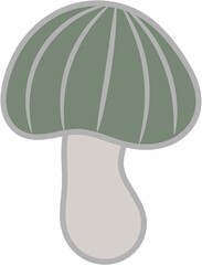 Muted Green Mushroom Vector Illustration – Pastel Nature Design for Eco and Botanical Projects
