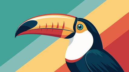Naklejka premium Colorful Retro Illustration of a Toucan Bird.