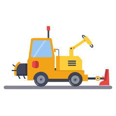 Cartoon illustration of an ice resurfacer machine on a gray surface against black backdrop