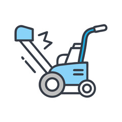 Snow thrower illustration in a flat design style over a simple black backdrop