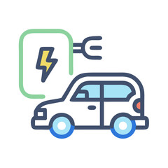 Electric car charging at station, clean energy concept, eco-friendly transportation depiction