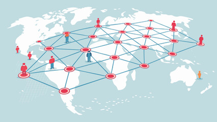 Global Network of Connected People Representing Worldwide Communication.