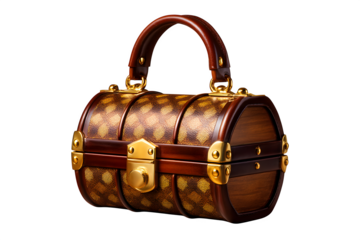 A handbag designed like a treasure chest, isolated on transparent background
