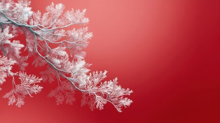 White filigree winter branches with lacelike snow