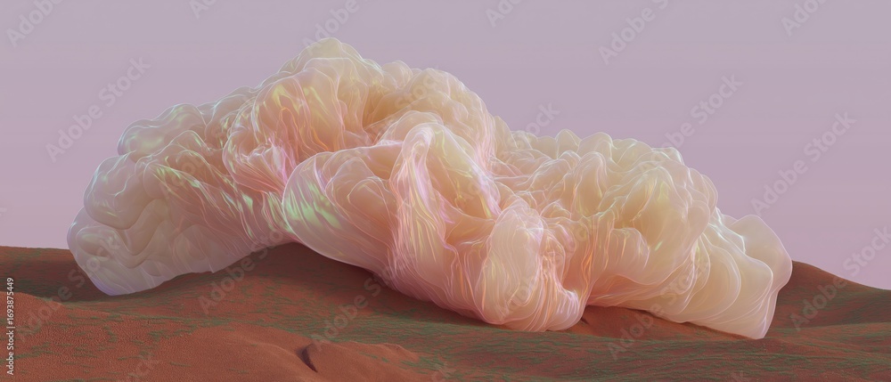 Poster 3d rendering of a large, abstract object that appears to be made up of multiple layers of different 