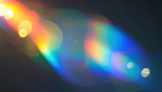 Light leak overlay effect with blur rainbow light leaks and bokeh retro grain noisy with dark background