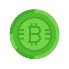 Green Bitcoin token illustration representing blockchain technology and digital currency economy