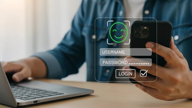 Secure Login: Multi-Factor Authentication with Facial Recognition on Smartphone While Working on Laptop - Modern Cybersecurity & Data Protection