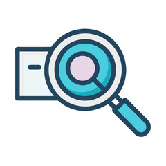 Magnifying glass examining document flat vector concept for data analysis and investigation