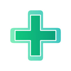 Fototapeta premium A modern green plus sign graphic with rounded edges on a black background