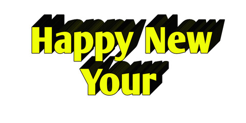 3D "Happy New Year" Text Design for Holiday Banners and Celebrations
