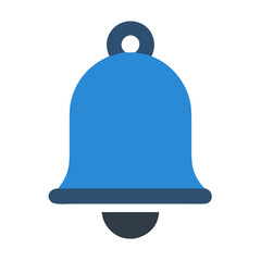 Isolated graphic of a classic blue bell symbol against black background for interface design