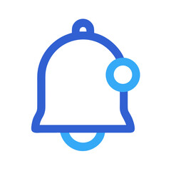 Obraz premium Blue notification bell icon outline with circle on black background for alerts