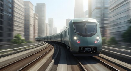 Fototapeta premium High-Speed Bullet Train in Countryside – Modern Railway Transportation