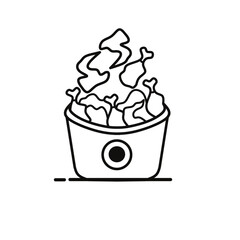 Fried chicken line vector 