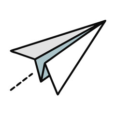 Stylish paper airplane illustration on black background representing travel, freedom and innovation