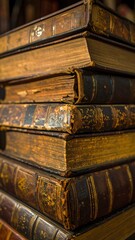 Obraz premium Stacked antique books