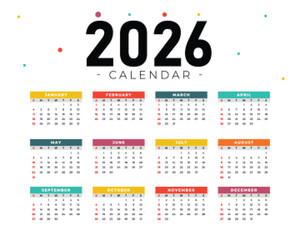 2026 Calendar Printable Planner Template Vector Design