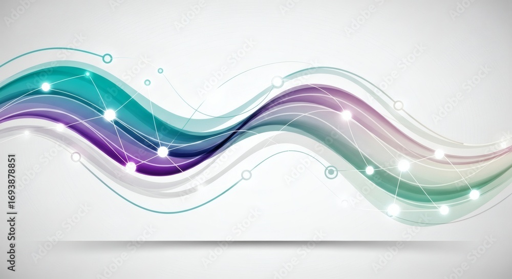 Wall mural abstract wavy lines with connected dots and lines