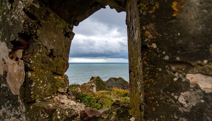 Ruined wall, sea view