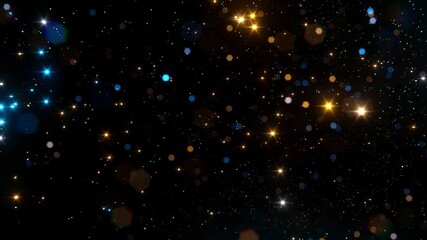 Star rain. Abstract motion background shining colorful particles. Shimmering Glittering Particles With Bokeh. New year and Christmas 2026 background. Noise. Seamless 4K loop video animation - Powered by Adobe