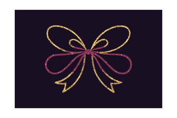 Abstract Glitter Lines With Gift Bow Outlines