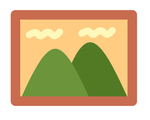 Green Mountains and Clouds Landscape, Minimalist Nature Scenery